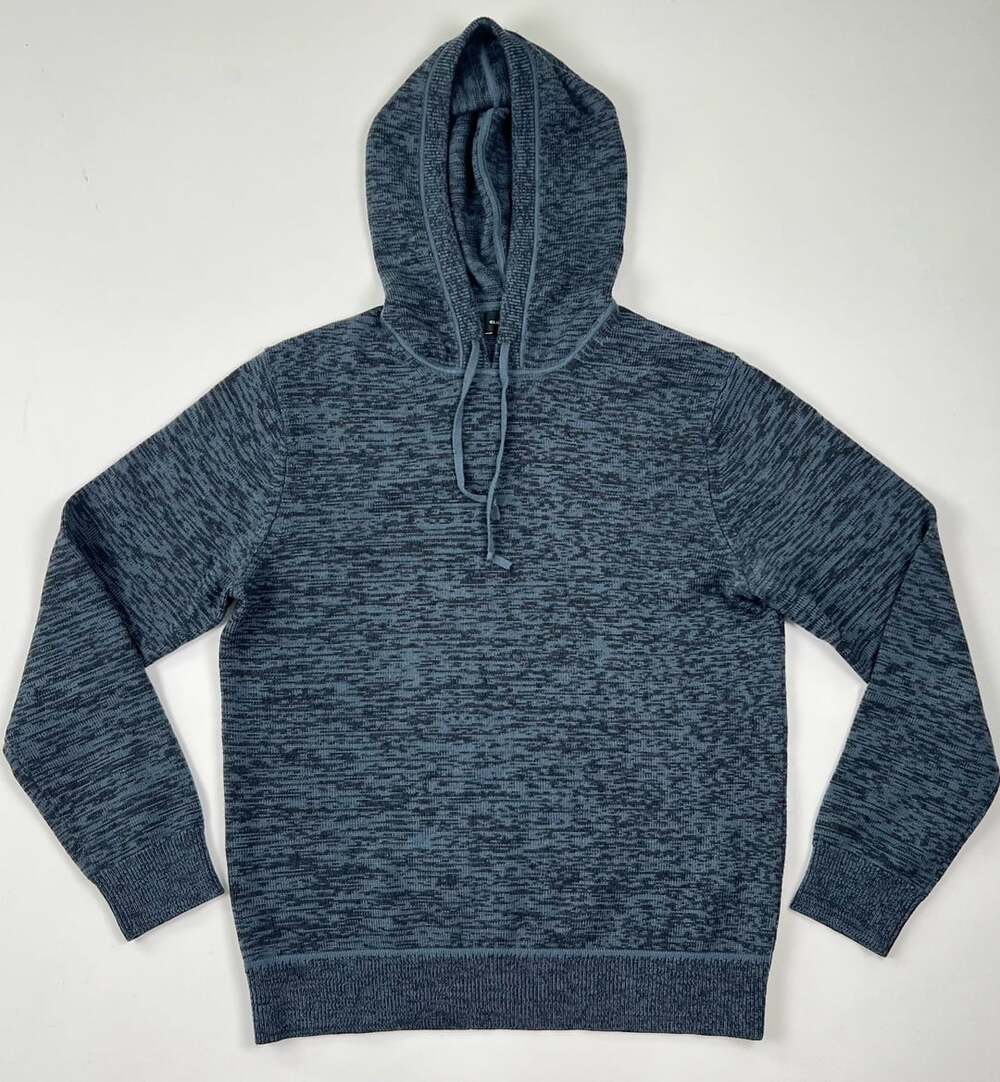 Club Monaco Merino Wool Heathered Blue Pullover Hoodie Medium